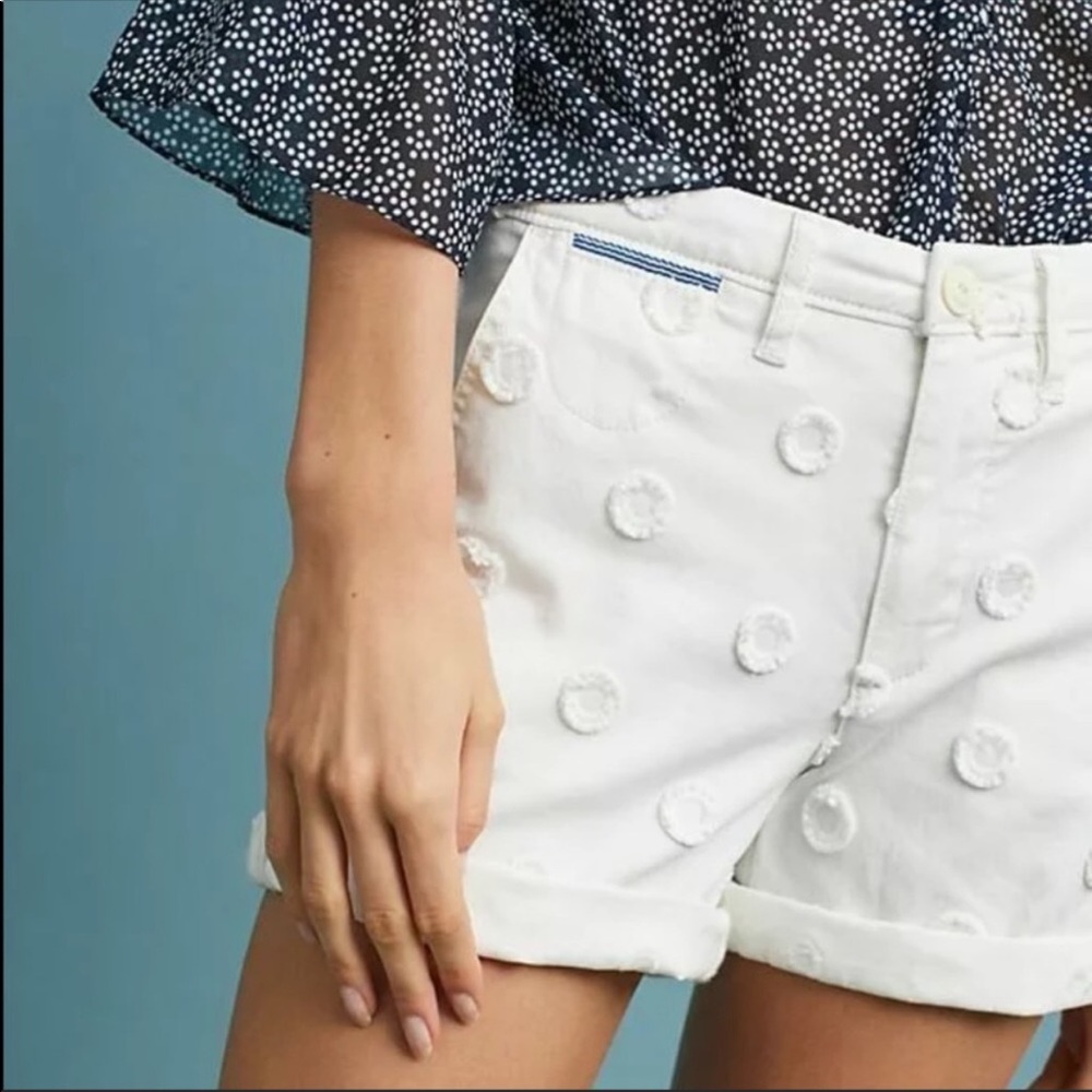 Anthropologie CHINO Polka Dot Relaxed Fit Shorts 27